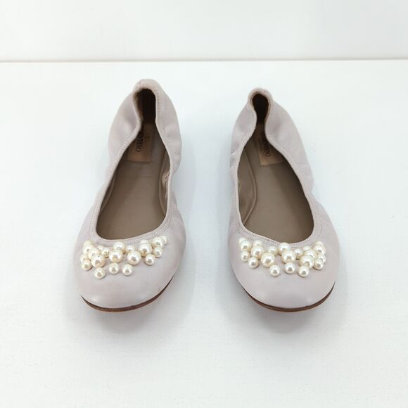 Valentino Garavani Women EU 36 Ballet Flats Pale Pink Leather Pearl Embellished - Picture 3 of 12